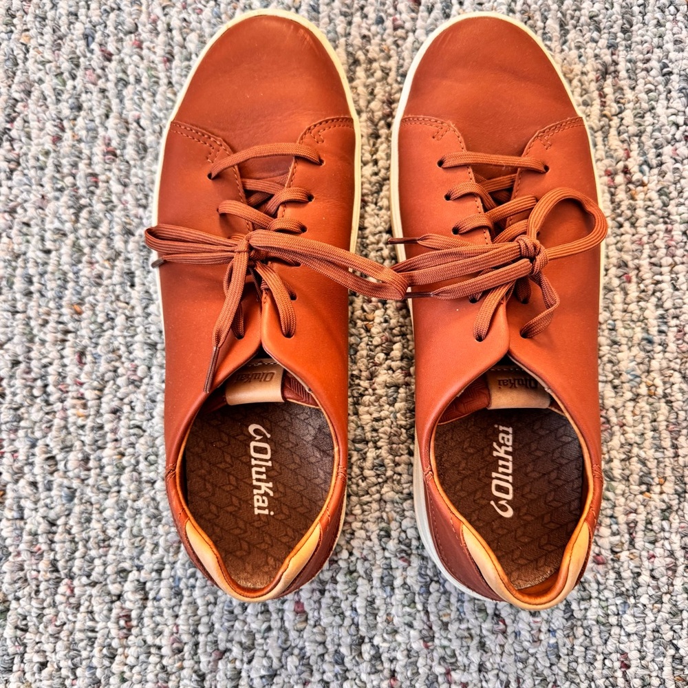 Olukai Brown Leather Sneakers